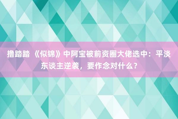 撸踏踏 《似锦》中阿宝被前资圈大佬选中：平淡东谈主逆袭，要作念对什么？