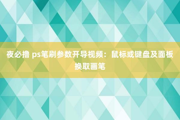 夜必撸 ps笔刷参数开导视频：鼠标或键盘及面板换取画笔
